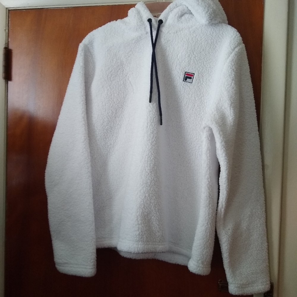 Fila White Fleece Pullover Hoodie L